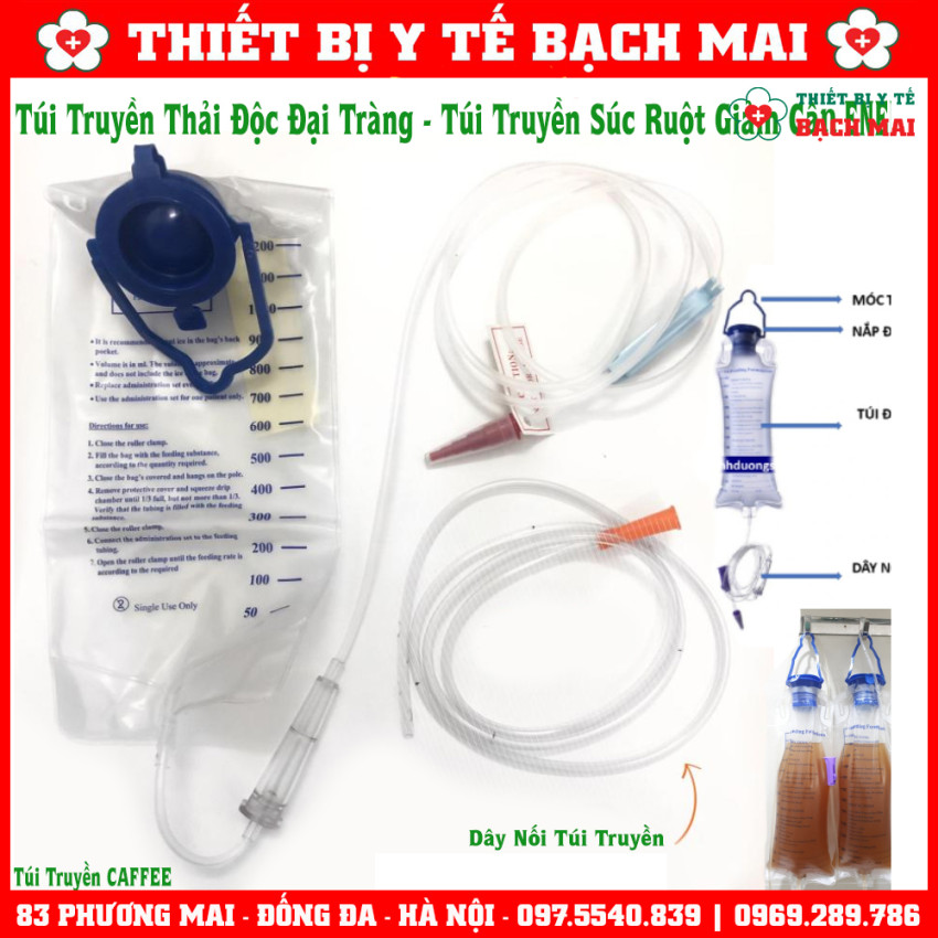 Túi Truyền Súc Ruột Thải Độc Đại Tràng Thanh Lọc Cơ Thể, Túi Cho Ăn Enema 1200ml