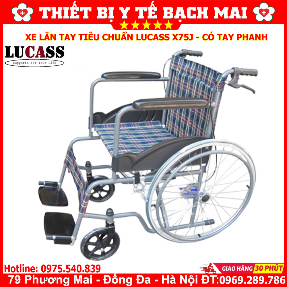 Xe Lăn LUCASS X75j Có Tay Phanh Xe Lăn LUCASS X75j Có Tay Phanh