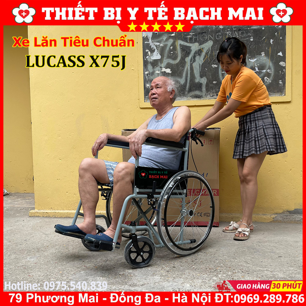 Xe Lăn LUCASS X75j Có Tay Phanh Xe Lăn LUCASS X75j Có Tay Phanh