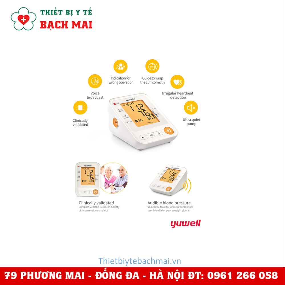 Máy Đo Huyết Áp Có Giọng Nói Tiếng Việt Yuwell YE650D Máy Đo Huyết Áp Có Giọng Nói Tiếng Việt Yuwell YE650D